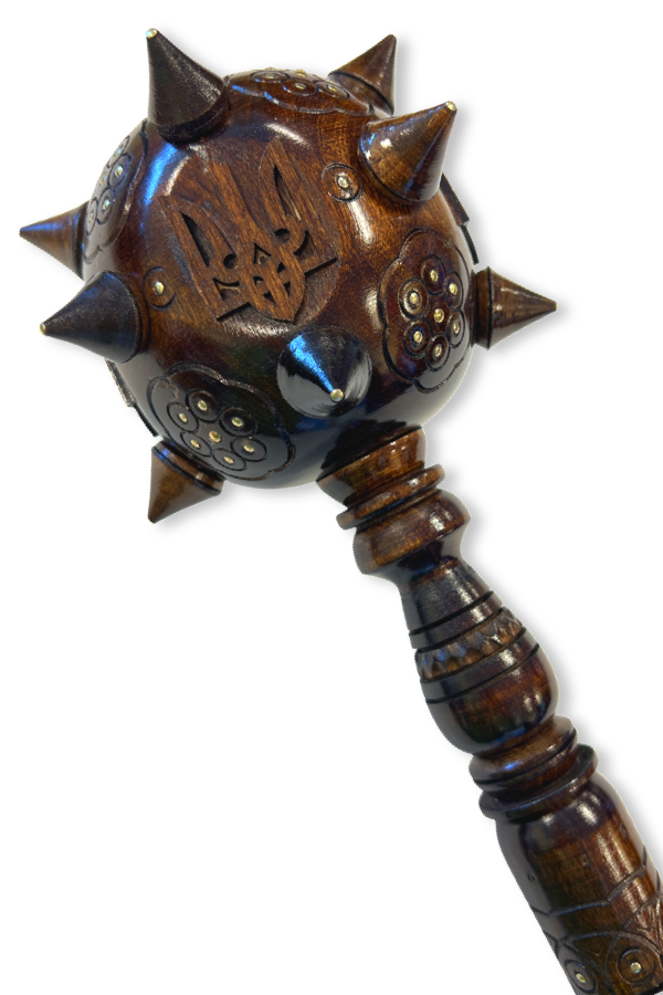 Artisan crafted Ukrainian souvenir Bulava, dark wood