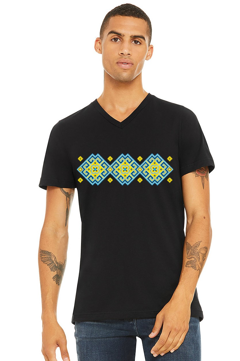 Adult v-neck t-shirt "Vortex" yellow