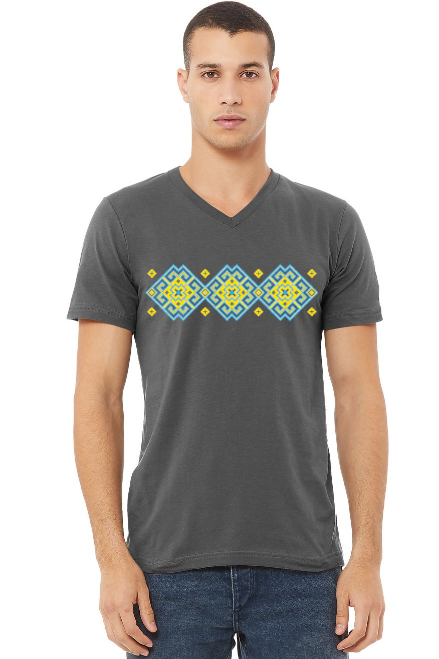 Adult v-neck t-shirt "Vortex" yellow