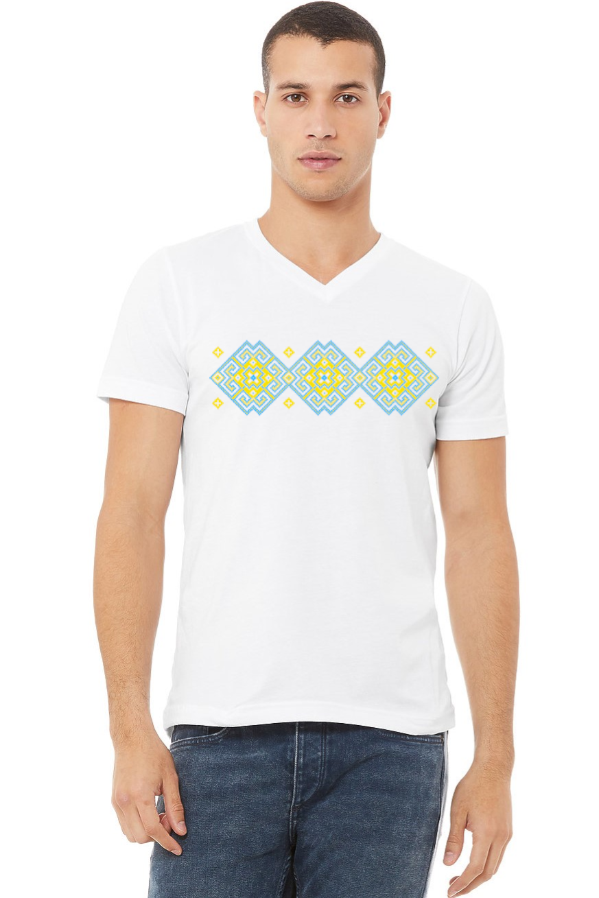 Adult v-neck t-shirt "Vortex" yellow