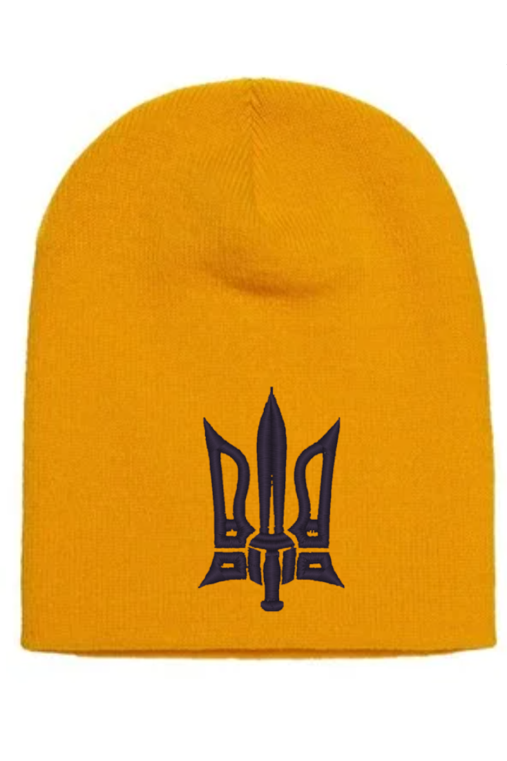 Knitted embroidered beanie hat "Combat Tryzub"