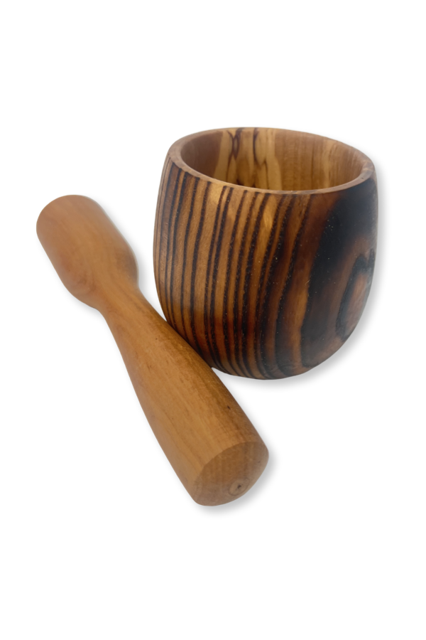 Artisan crafted Ukrainian wood mortar and pestle. Oak wood