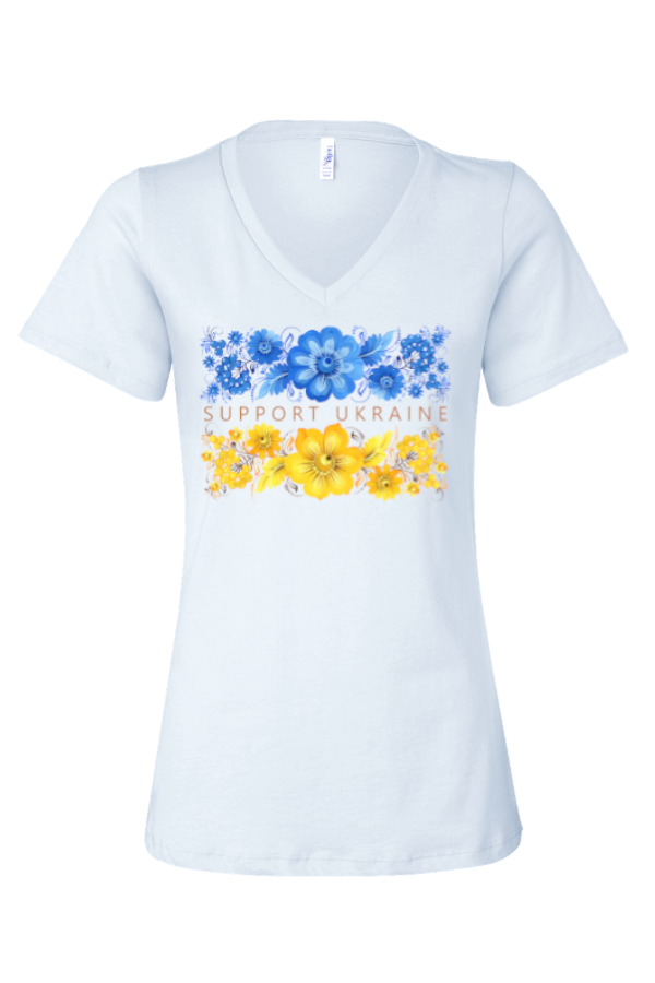 Female fit v-neck t-shirt "Support Ukraine"