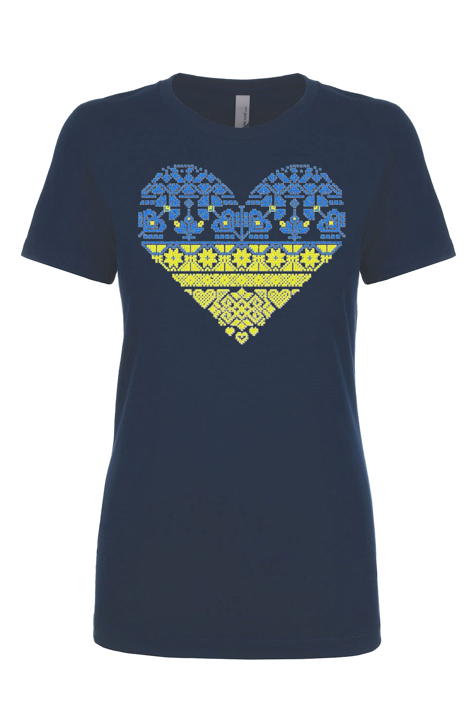 Female fit t-shirt "Blue and yellow heart"