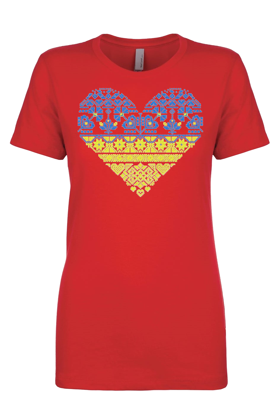 Female fit t-shirt "Blue and yellow heart"