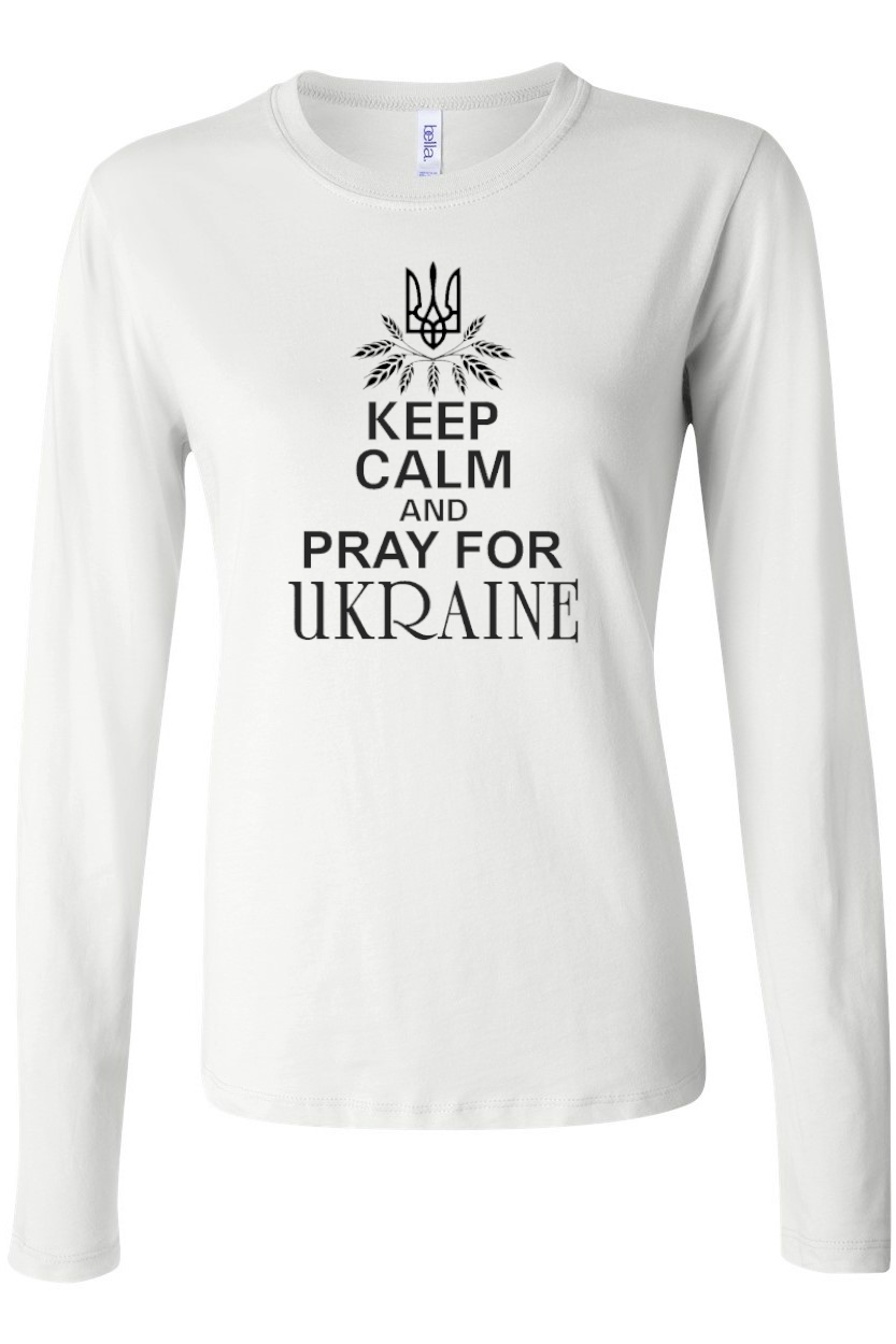 Female long sleeve top "Keep calm and pray for Ukraine"