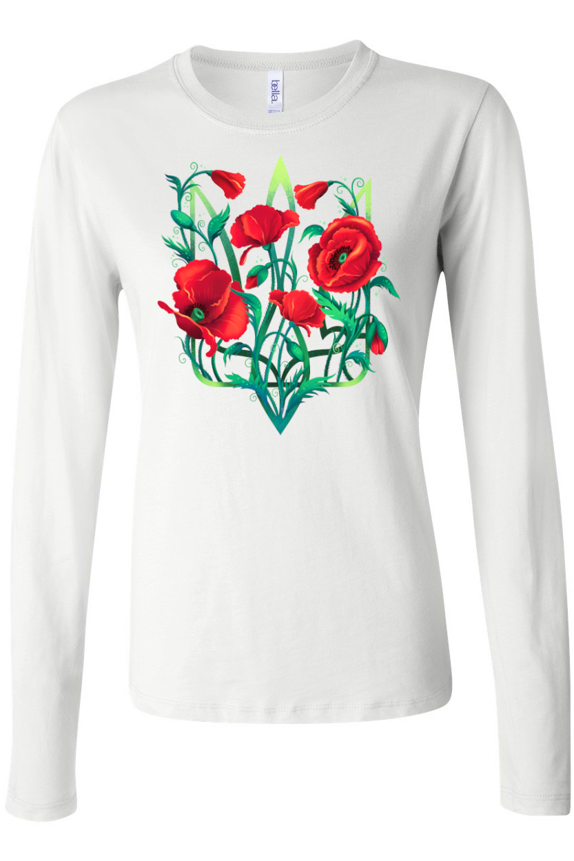 Female long sleeve top "Poppy Tryzub"