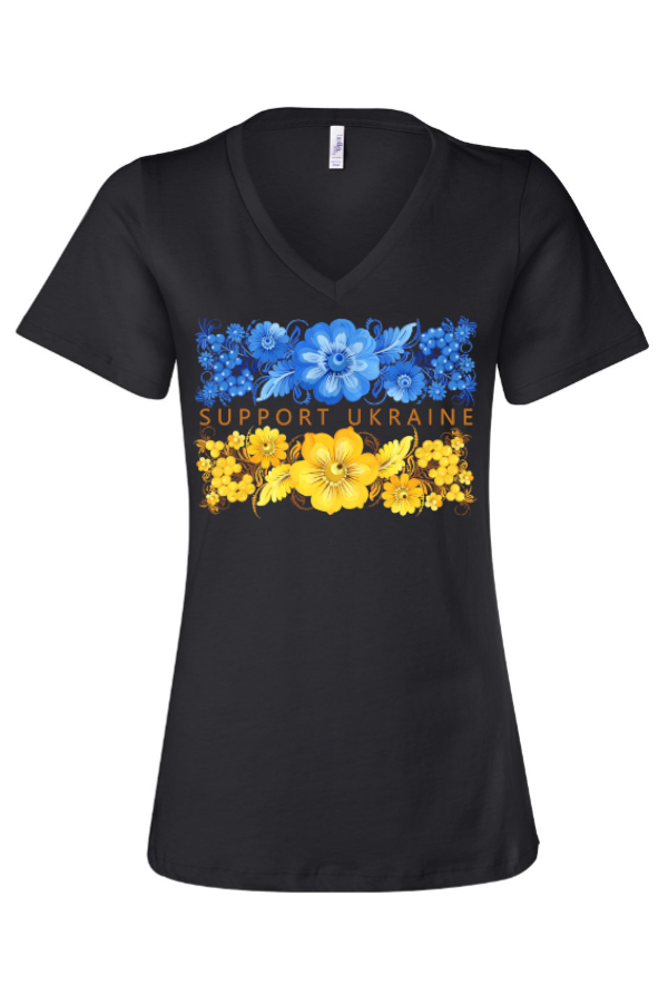 Female fit v-neck t-shirt "Support Ukraine"