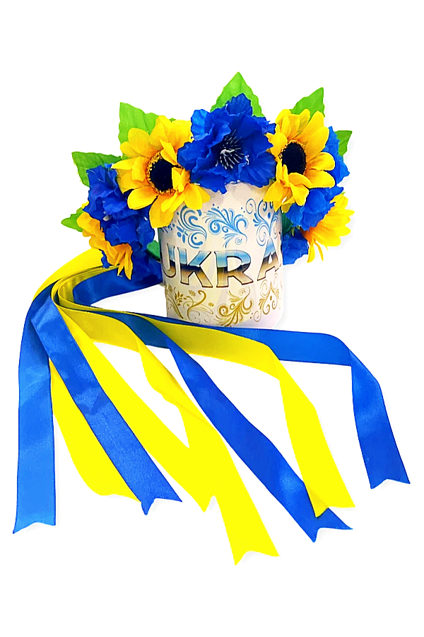 Headband "Vinok" with ribbons. Blue and yellow