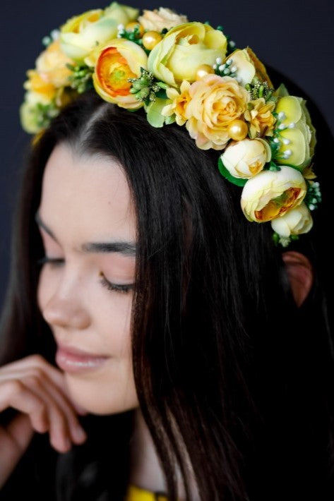 Headband "Yellow Peony"