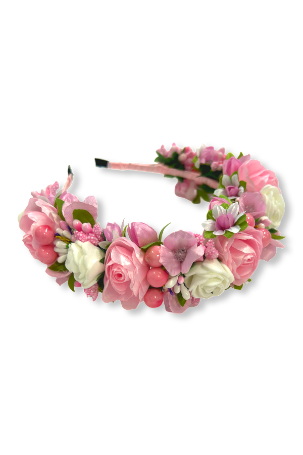 Headband "Puffy roses" pink