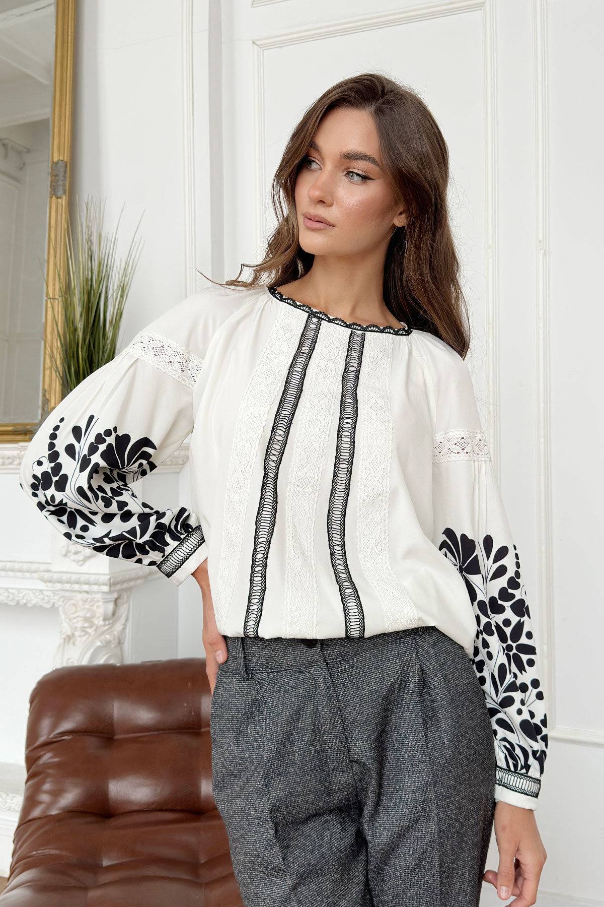 Lady's white chiffon blouse