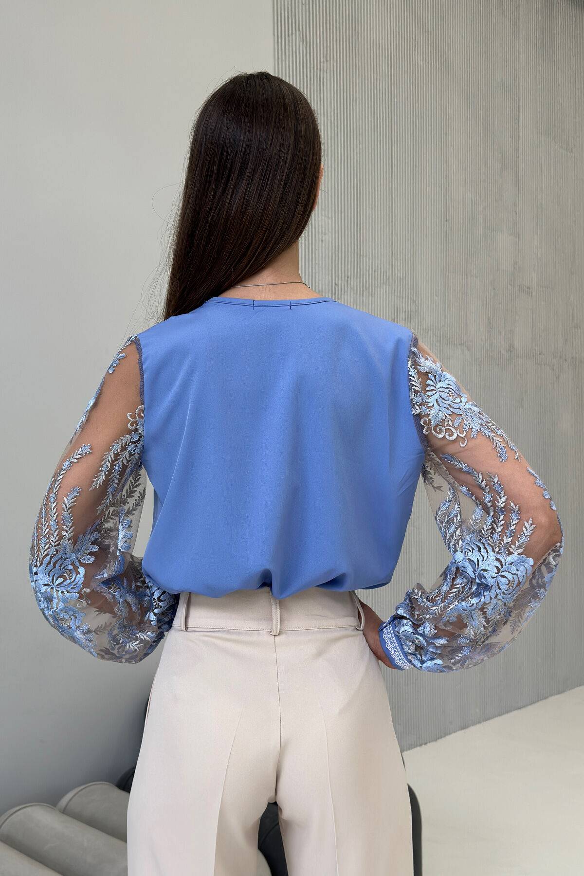 Lady's chiffon blouse. Sky blue