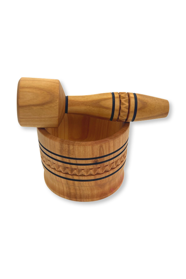 Artisan crafted Ukrainian wood bowl and pestle