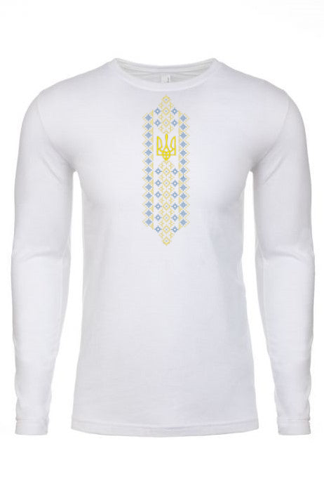 Adult long sleeve embroidered shirt "Tryzub & cross stitch"