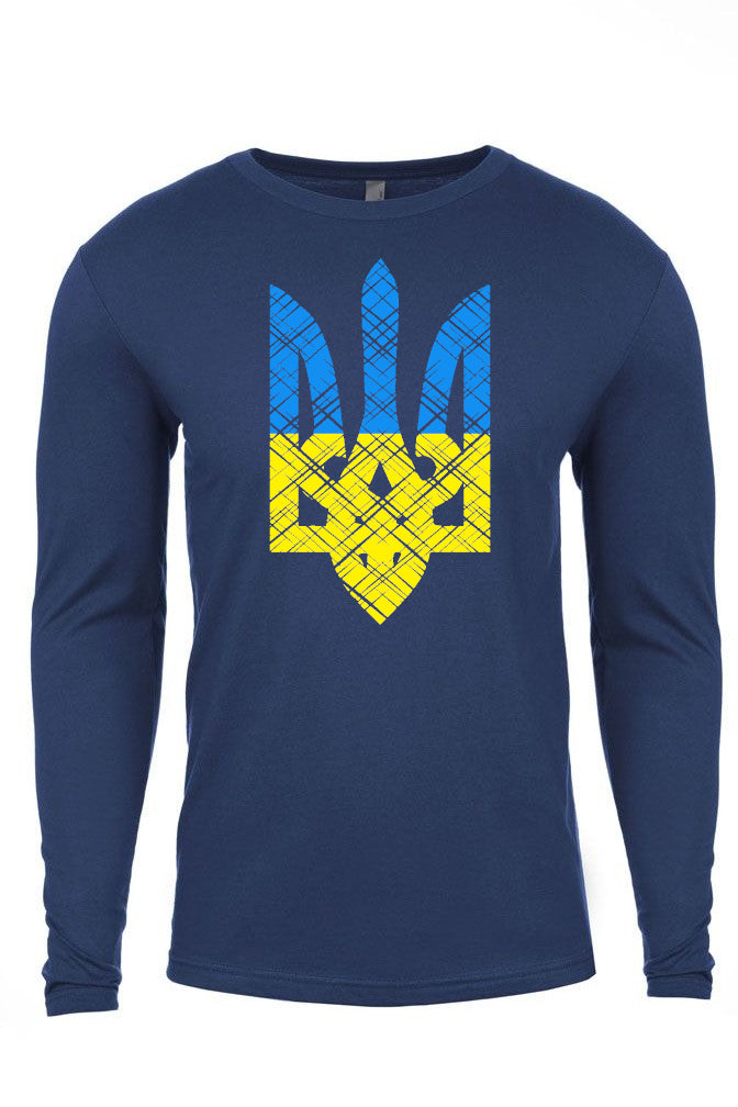 Adult long sleeve shirt "Blue and yellow Trident"