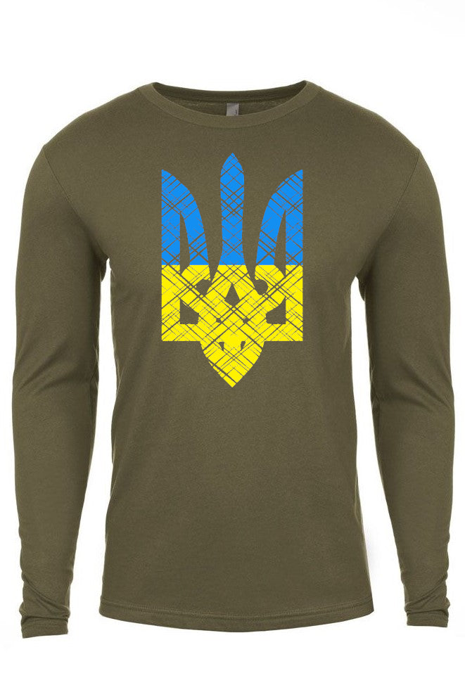 Adult long sleeve shirt "Blue and yellow Trident"