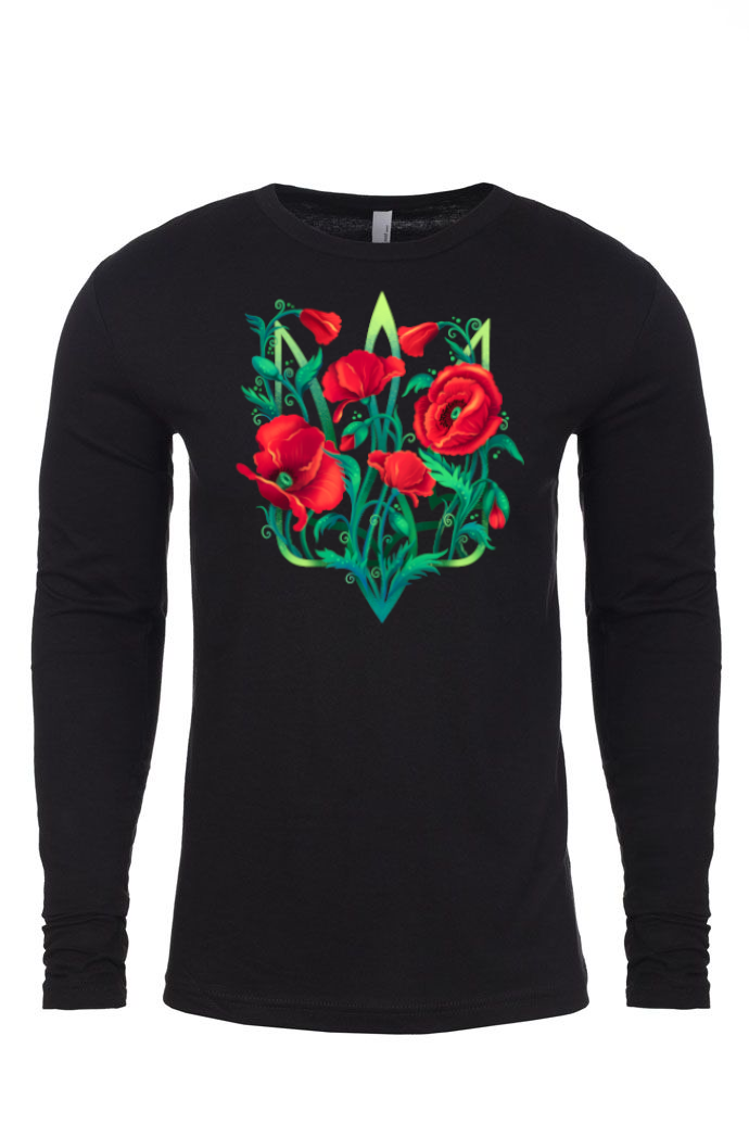 Adult long sleeve top "Poppy Tryzub"