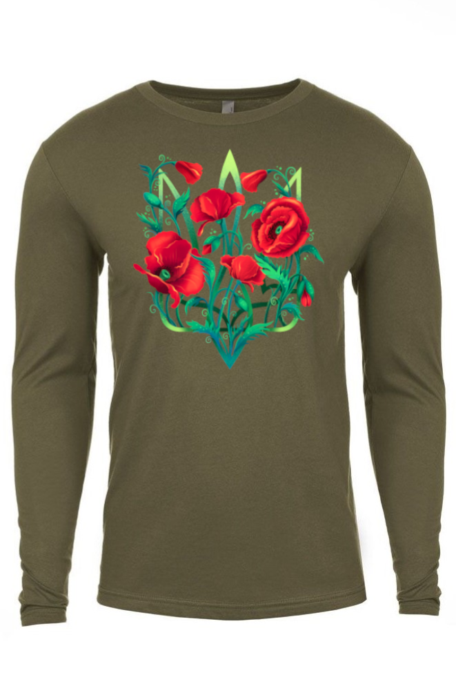 Adult long sleeve top "Poppy Tryzub"