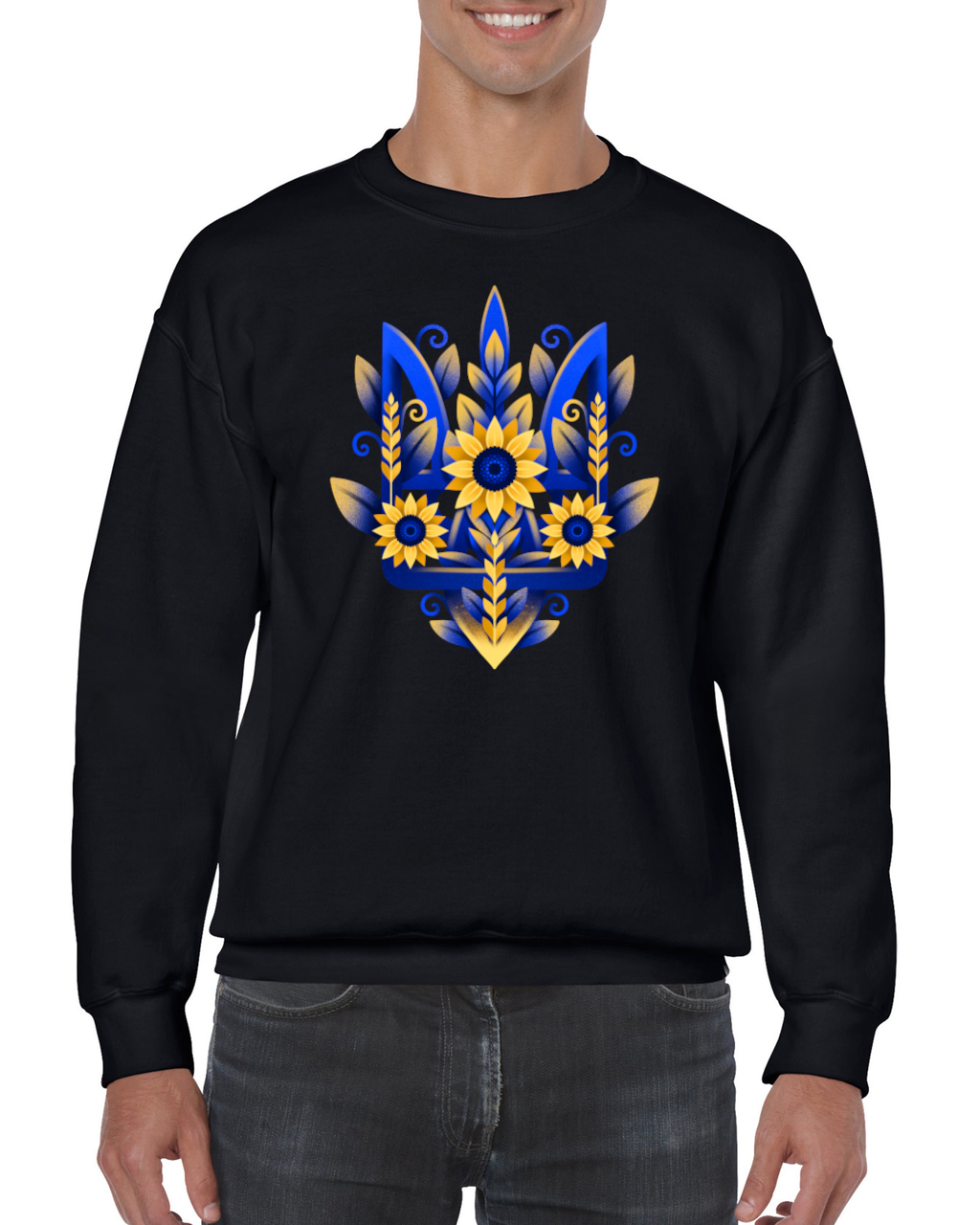 Adult unisex sweatshirt "Sunflower Tryzub"