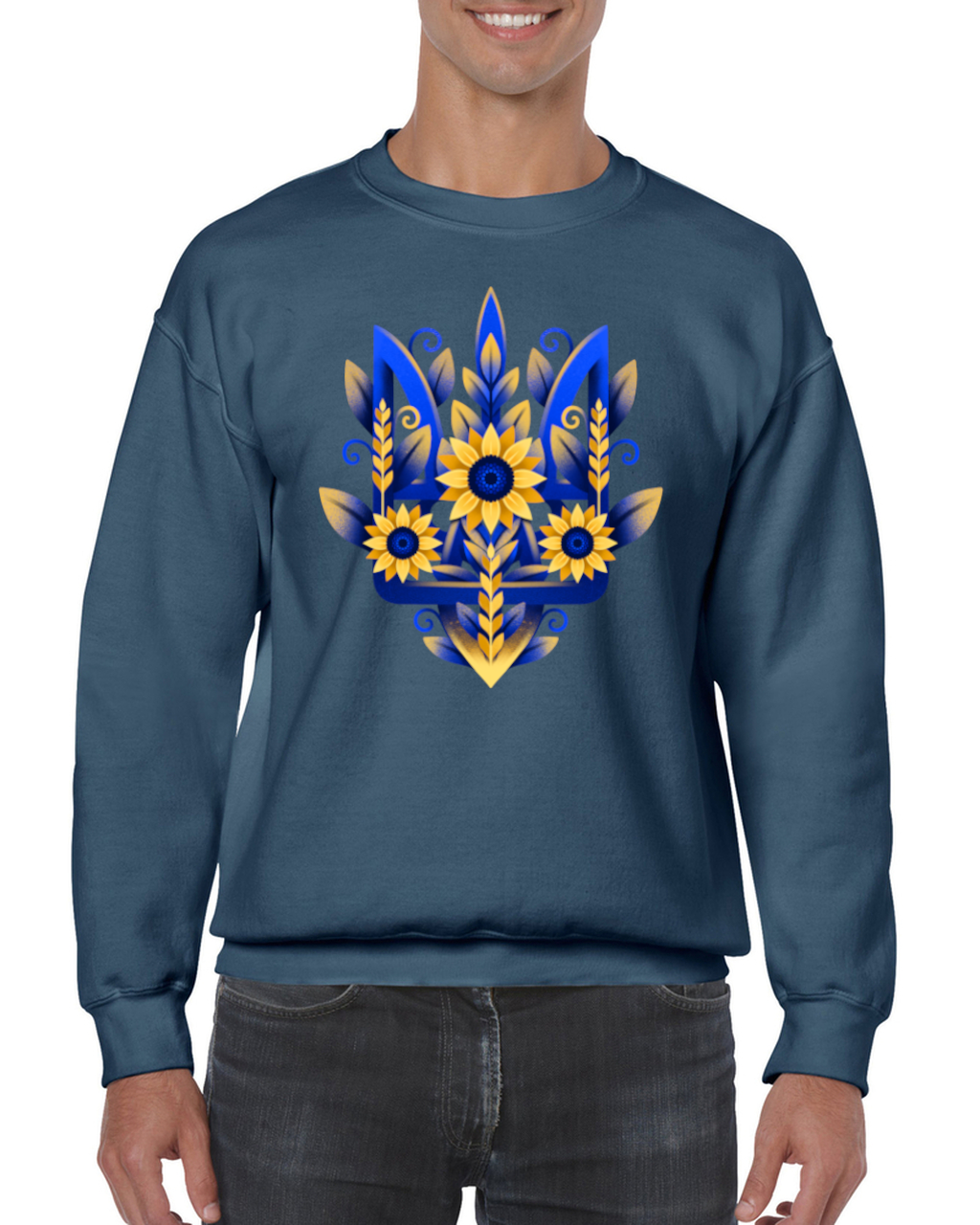 Adult unisex sweatshirt "Sunflower Tryzub"