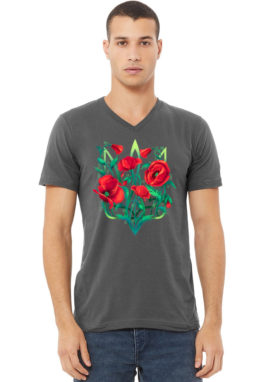 Adult v-neck t-shirt "Poppy Tryzub"