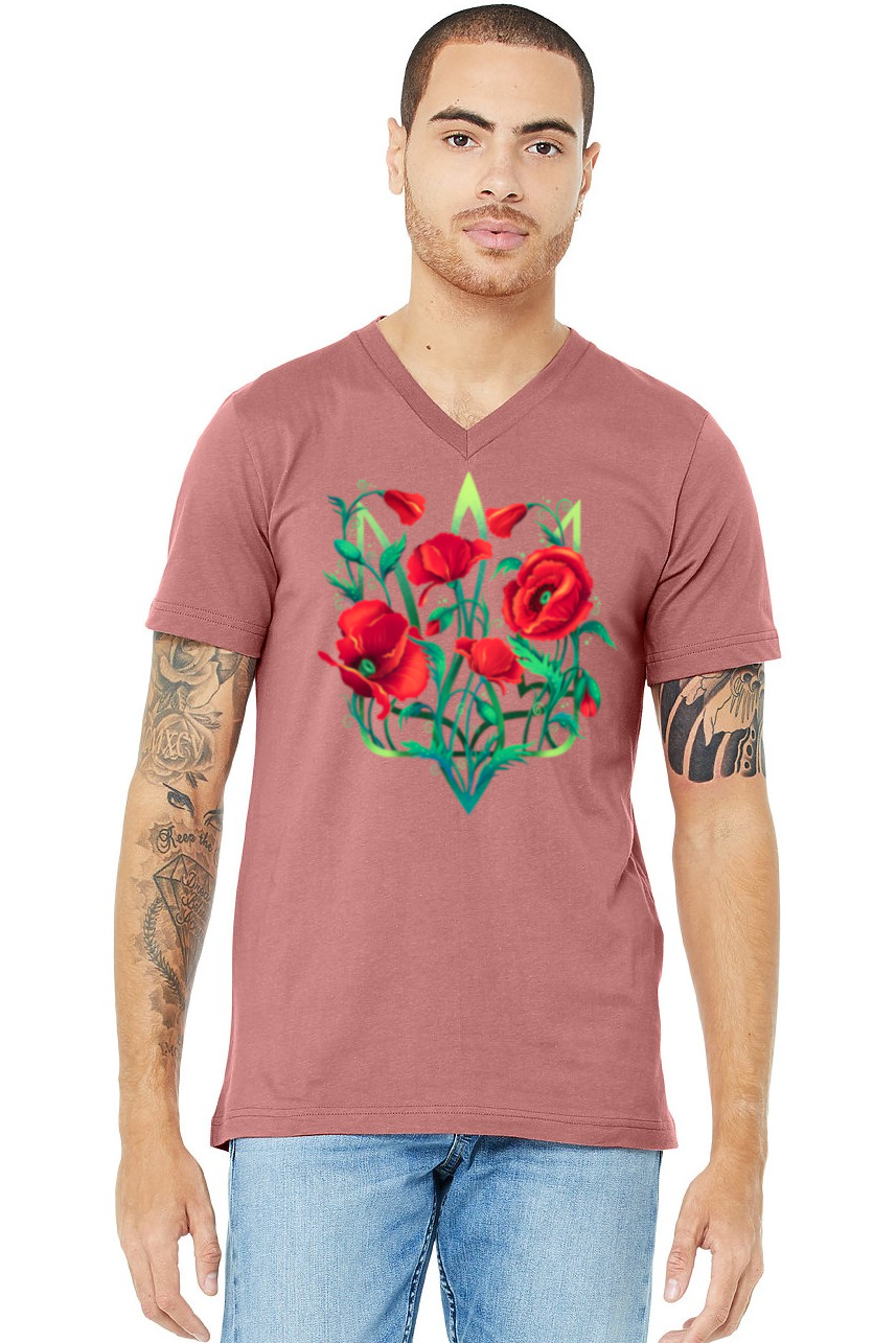 Adult v-neck t-shirt "Poppy Tryzub"