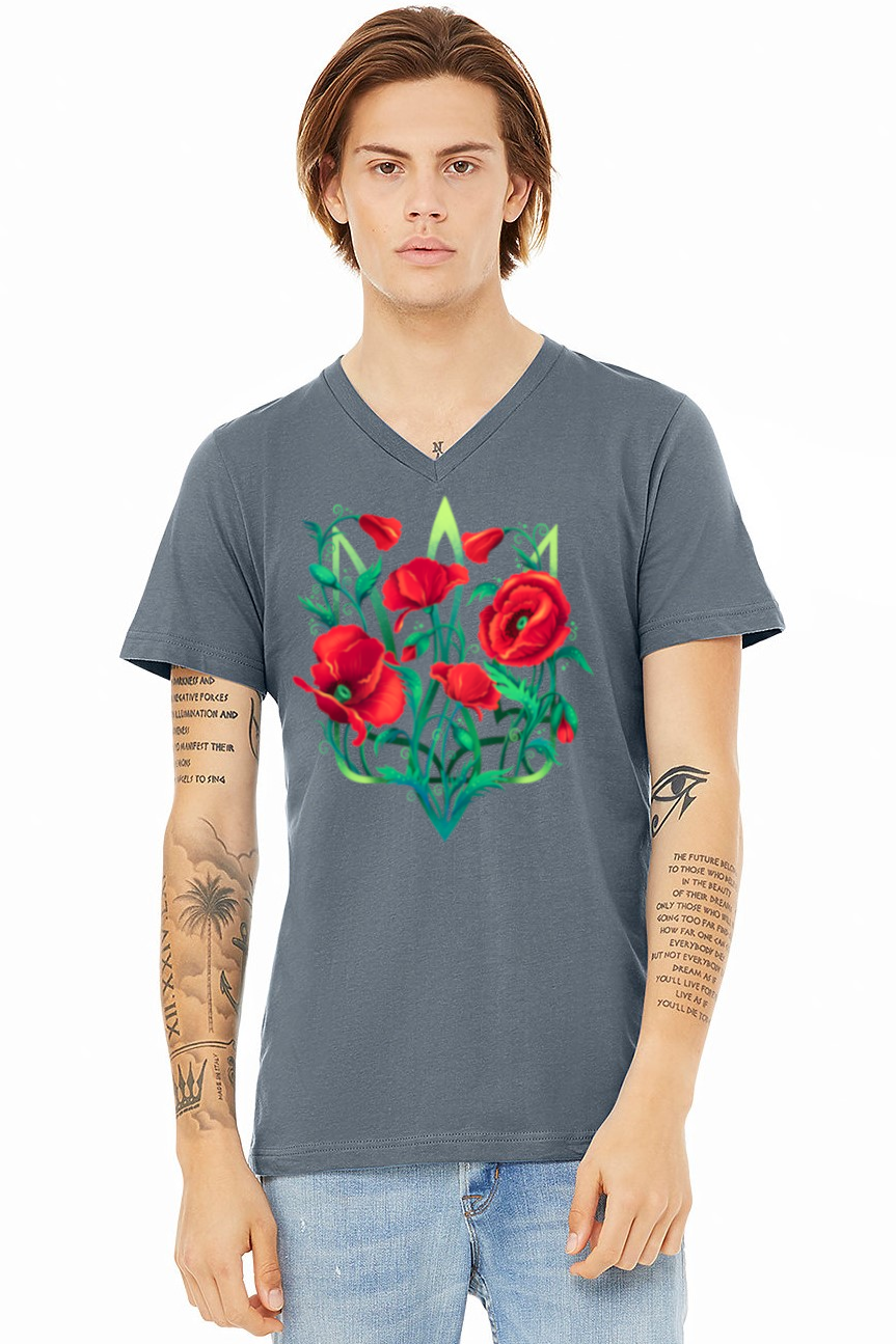 Adult v-neck t-shirt "Poppy Tryzub"