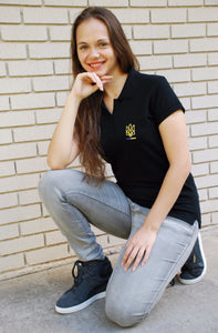 Women's polo shirt "Tryzub" black