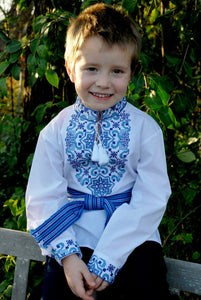 Boys' Vyshyvanka with blue embroidery