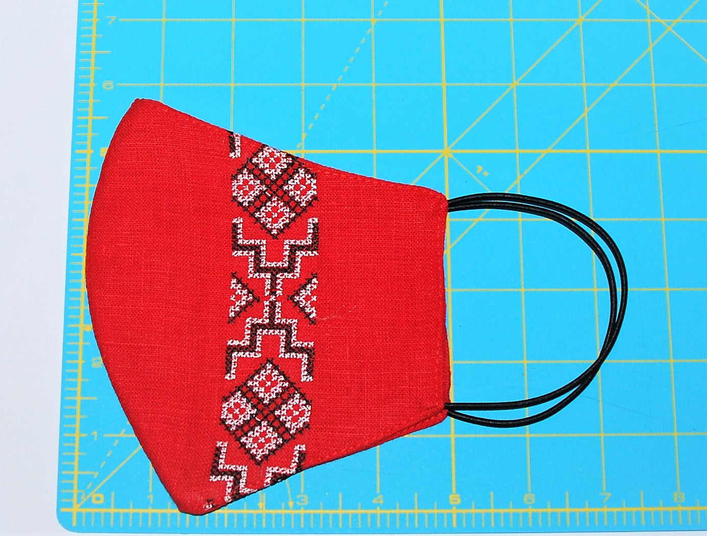 Ukrainian embroidered Face cover. Red