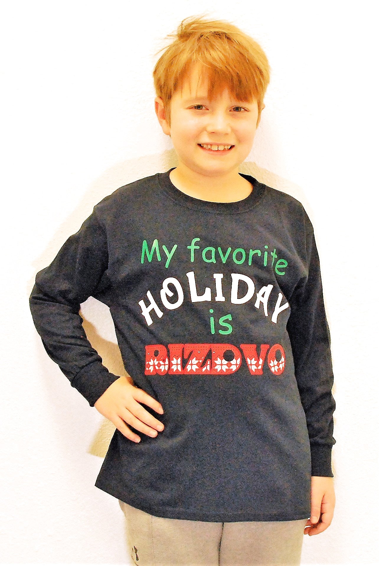 Kids' long sleeve shirt "Rizdvo" navy