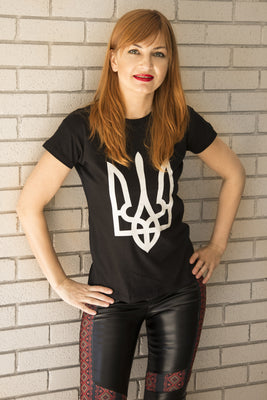 Women's tee shirt "Tryzub" black