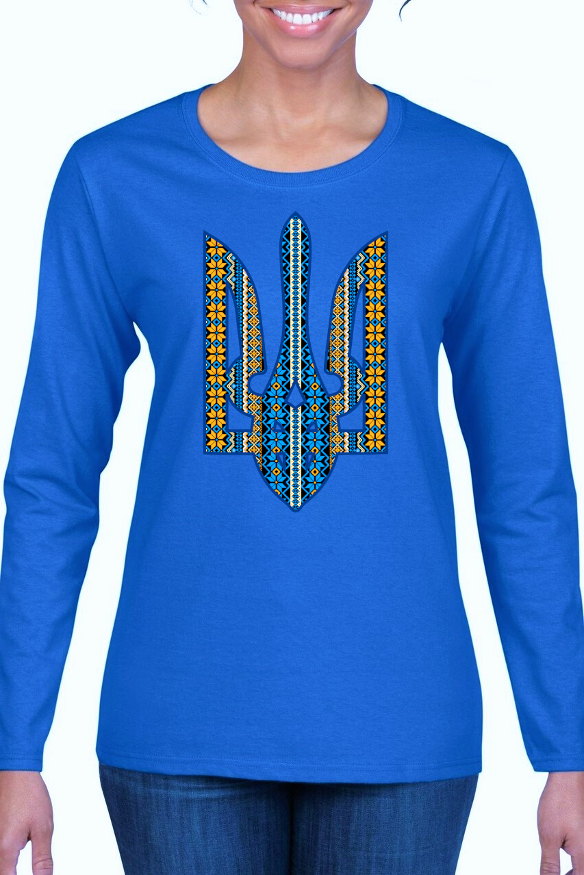 Ladies' long sleeve top "Ornate Tryzub"