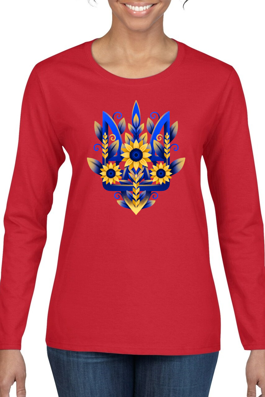 Ladies' long sleeve top "Sunflower Tryzub"