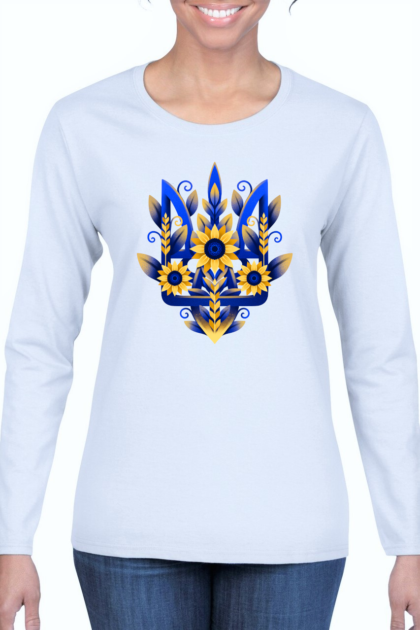 Ladies' long sleeve top "Sunflower Tryzub"