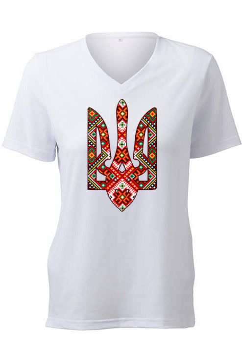 Female fit v-neck t-shirt "Etno Tryzub"