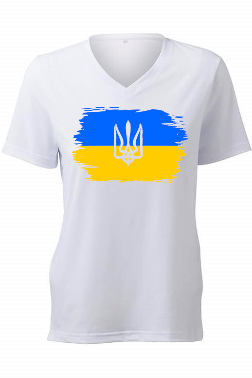 Female fit v-neck t-shirt "Ukrainian Flag"