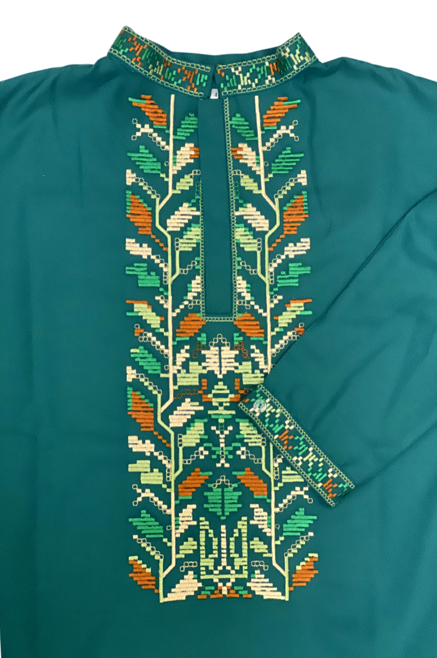 Men's embroidered shirt Vyshyvanka. Green