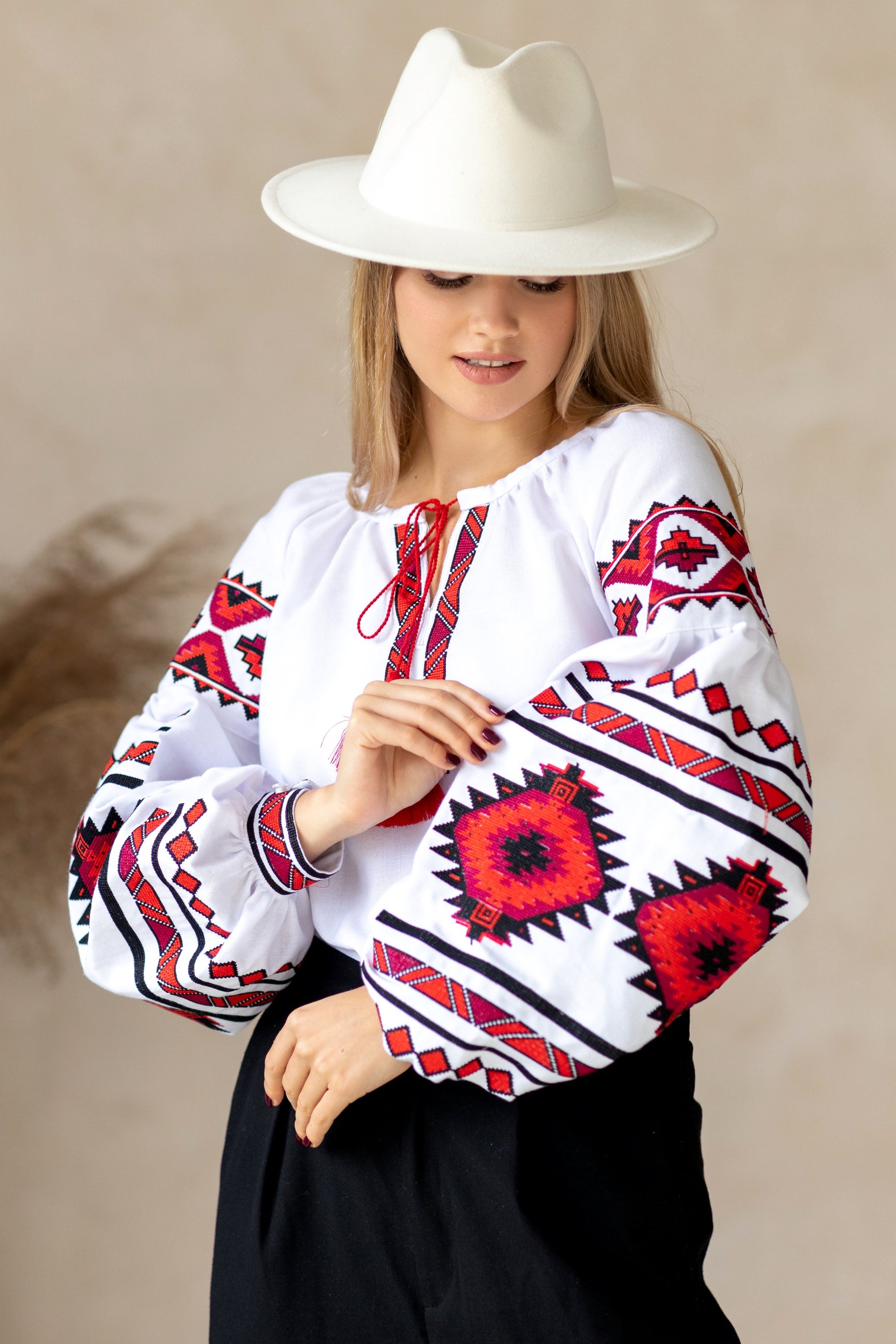 Ukrainian cotton blouse "Peremoha" white