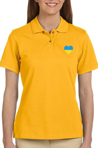 Women's polo shirt with blue and yellow Heart Emblem