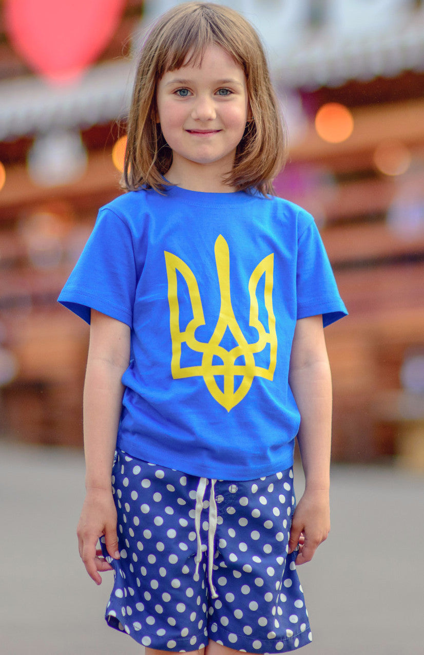 Kid's t-shirt "Tryzub" blue