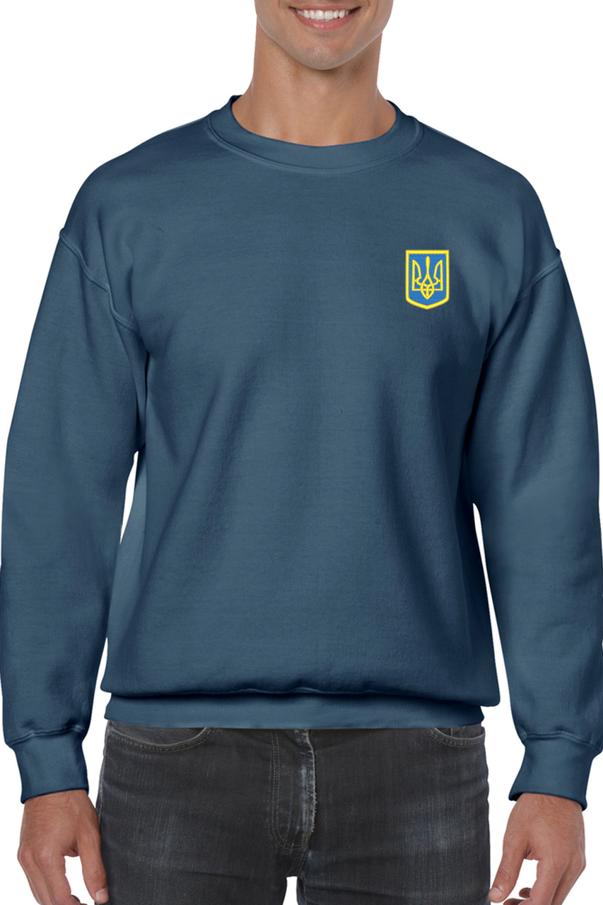 Adult unisex sweatshirt with Ukrainian emblem embroidery