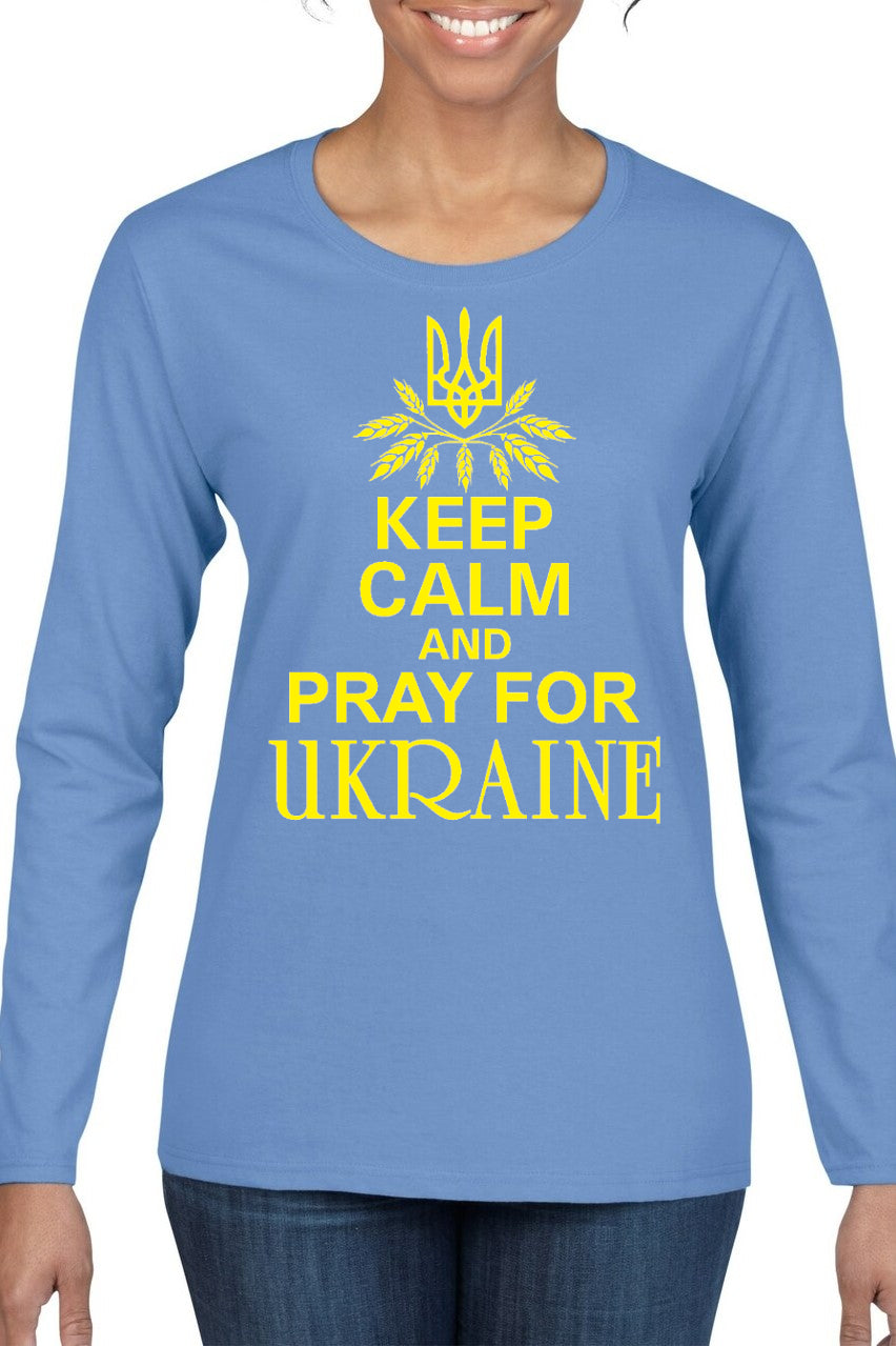 Ladies' long sleeve top "Keep calm and pray for Ukraine"