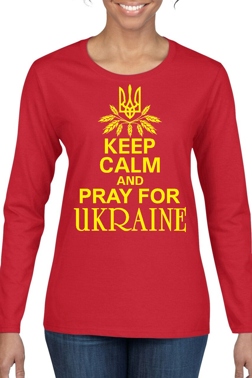 Ladies' long sleeve top "Keep calm and pray for Ukraine"