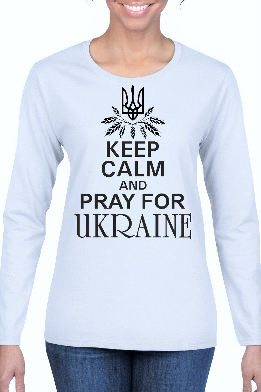 Ladies' long sleeve top "Keep calm and pray for Ukraine"