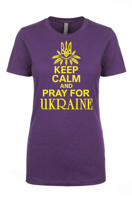 Female fit t-shirt "Keep calm and pray for Ukraine"